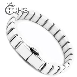 Bracelets White Black Men Health Bracelets & Bangles Good Quality Stainless Steel Charm Bracelet Jewelry With Special Clasp for Man/Women