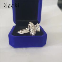 Rings Custom Silver 925 Original 34 Carat Brilliant Hundred Flowers Cut Pass Diamond Test All Stones D Color FL Moissanite Ring