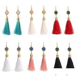 Dangle & Chandelier Boho Fashion Colorf Statement Tassel Dangle Earrings For Women Resin Druzy Stone Pendant Gold Plated Hook Long Je Dhqhl