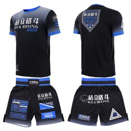 MMA Muay Thai Fighting Children's Set Short sleeved Fitness Boxing Coach Boxing Shorts Training Club Sports Gradient Color Set