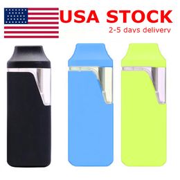 USA STOCK 1ml Disposable Vape Pen E-cigarette Pods Box Shaped Pens Thick Oil Empty Snap on Tip Carts Palm Size Rechargeable 280mah Battery Ceramic Coil Vaporizer