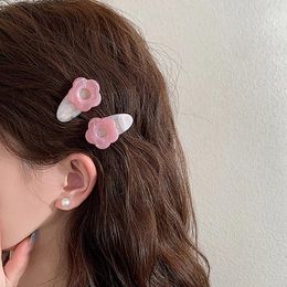 Hair Accessories 1Pair Mini Flower Hairpin Side Clip Duckbill Pink Girl Bangs Kids Summer Dopamine Headdress Three Colors