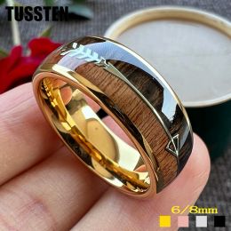 Bands Dropshipping TUSSTEN Cool Men Women Ring Tungsten Engagement Wedding Band Arrow Inlay 6MM /8MM Available
