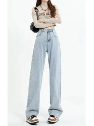 Blu Donna Jeans vintage da donna Donna a vita alta Streetwear Denim Moda Pantaloni dritti Abbigliamento femminile