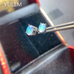 Earrings YULEM Natural Stone Opal 4x6mm Earrings s925 Silver Lucky Hope Studs Earring Lover Jewerly for Women Gift High Quality