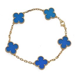 new9 18K Gold Plated Classic Fashion Charm Bracelet Four-leaf Clover Designer Jewelry Elegant Mother-of-Pearl Bracelets For Women and Men High Quality