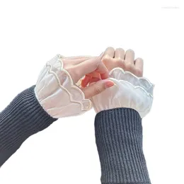 Knee Pads 652F White Wrist Warmer Ruffled False Cuffs Lace For Hoodie Sweater Decorative