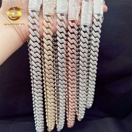 Factory Wholesale VVS Moissanite Diamond 925 Silver 15mm 4 Rows Diamond Iced Out Hiphop Necklace Men Jewellery Cuban Link Chain