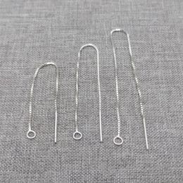 Earrings 8pcs of 925 Sterling Silver Box Chain Earring Threaders w/ Closed Ring Rhodium Plated Ear Wire Threads