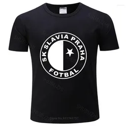 Men's T Shirts Fashion T-shirt Men Crew Neck Tees SK Slavia Praha Shirt Czech Republic Prague Print Male Cotton Tee-shirt