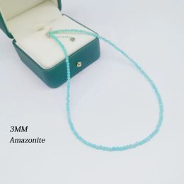 Necklaces Natural Stone Yellow Opal/Amazonite/Zircon Jewellery 3MM with 925 Sterling Silver Accessories Crystal Necklace for Women