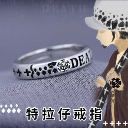 Rings Anime One Piece Trafalgar Law Luffy Hat Portgas D Ace Adjustable Ring for Men Women 925 Sterling Silver Rings Cosplay Jewellery