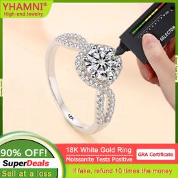 Rings 100% Genuine 18K White Gold Rings High Clarity Certified D Colour VVS 1 Carat Diamond Moissanite Rings Women Wedding Jewellery Gift