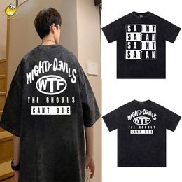 2024 Oversize Streetwear T Shirt Men Woman 1 Quality Washed Black Casual Top Tee