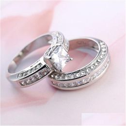 Cluster Rings Diamond Wedding Rings Sets Engagement Ring For Women Crystal Fashion Jewelry Will And Drop Delivery Jewelry Ring Dhiux