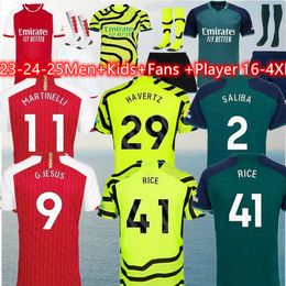 2304 ARSena SAKA Soccer Jerseys G. JESUS ODEGAARD RICE HAVERTZ 23 24 Gunners ODEGAARD MARTINELLI SMITH ROWE NKETIAH ZINCHENKO SALIBA TROSSARD Football Shirt Men Kids