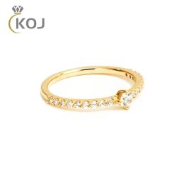 Rings KOJ 925 Sterling Silver Small Moissnaite Ring For Women Simple Sparkling Round 0.1CT Certificated Lab Diamond Finger Rings