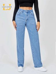 Women's Pants Capris Plus size wide leg womens jeans high waisted stretch 175cm high womens jeans curved 100kg denim pants womens straight pants J240220