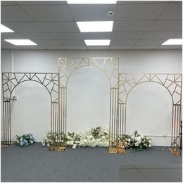 Party Decoration One Set Of 3Pcs Backdrop Wedding Arch Background Flower Stand Birthday Party Outdoor Balloon Irregar Shape Luxury Dec Otet2