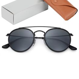 Klassische Luxus Sonnenbrille Männer Frauen Runde Sonnenbrille für Männlich Weiblich Echt Glas Linsen mit Leder Fall Gafas De Sol