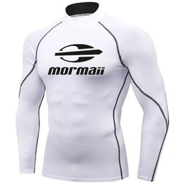 Men's T-Shirts Mens swimsuit swimming T-shirt beach UV protection swimsuit Rush protection long sleeved surfing diving swimsuit surfing T-shirt J240221