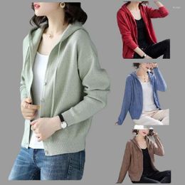 Women's Knits Fashion Women Cardigan Casual Hooded Thin Knitted Sweater Female Loose Cardigans Solid Outerwear 7 Colors