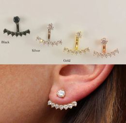 Earrings 2017 Authentic Genuine 925 sterling silver cubic zirconia 3 Colour jacket cz double side earring