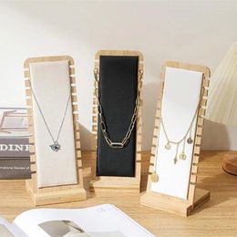 Jewellery Pouches Simple Solid Wood Necklace Display Stand Holder Pendant Long Chain Organiser Props Board