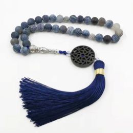 Bracelets Natural Weathered Agates stone Tasbih prayer beads Misbaha 33beads New styles Cotton Tassel Professional Muslim Man's rosary