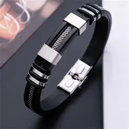 Bangle Titanium Steel Braided Buckle Bracelet Gentleman Leather Handmade Bangles Male Wristband CharmRetro Jewellery