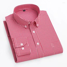 Men's Dress Shirts Fashion Youth Long Sleeved Shirt Daily Casual Small Plaid Business City Flip Collar