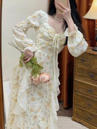 Casual Dresses France Lace Vintage Dress Women Spring Party Maxi Female Korean Fashion 2024 Vestido Casamento Mulher Prom Deesses