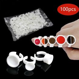 Brushes 500 Pcs Tattoo Ink Ring Cup Ink Holder for Permanent Makeup Tattoo Makeup Holding Pigments and Eyelash Glue Divider Container
