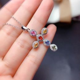 Pendants DIWENFU Real S925 Sterling Silver 45 Cm Necklace Topaz Jewellery Cross Pendant for Women Bizuteria Silver 925 Jewellery Gemstone Box