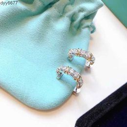 Stud 925 Sterling Stud Silver Brand Full Diamond Cross Fashion Designer Ladies Earrings Girls Festival Gift High Quality Jewelry with Box S6d3 Sgi3