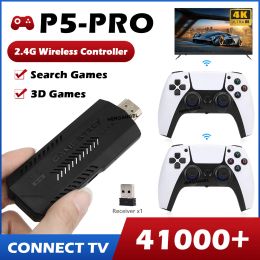 Consoles NEW P5Pro 4K GameStick Retro Video Game Console 2.4G Wireless Controller HDTV 64G/128G 30000/40000 Games For PSP/PS1/GBA/N64