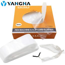 Machine Yangna 125Pcs Disposable Clear White Tattoo Clip Cord Sleeves Covers Bags Supply for Tattoo Machine Cables Tattoo Accessories