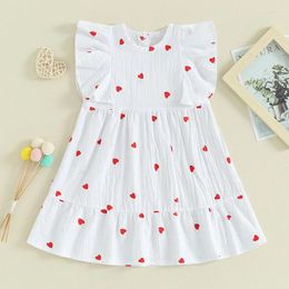 Girl Dresses Baby Girls Dress Toddler Clothes Heart Print Sleeve Crew Neck Summer Casual Princess Children's Clothing