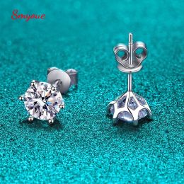 Earrings Smyoue Certified 2ct D Colour Moissanite Studs Earrings for Women White Gold S925 Sterling Silver Brilliant Lab Diamond Earring