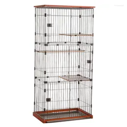 Cat Carriers Metal Wire Villa Cage Playpen Cages For Cats With Drawable Toilet Tray And Wooden Frames