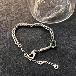 Charm Bracelets Punk Gothic Bracelet Inlay Green Square Cubic Zirconia Hip Hop Geometry Jewelry For Women Wedding Engagement Banquer