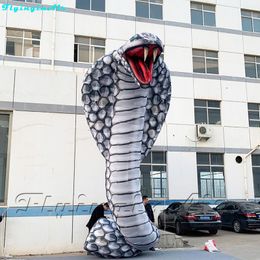 wholesale Decorative Cobra Inflatable Serpent 6m Giant Snake Inflate Naja Nivea Black Elapoid for Park/Advertisemen