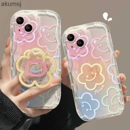 Cell Phone Cases Korea Sun Flower Holder Case for Samsung A54 S20 S21 FE S23 Ultra S24 Plus A05 A15 A25 A04 A13 A23 A31 A34 A52 A53 Stand Cover YQ240221