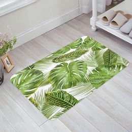 Carpets Jungle Green Plant Leaves Kitchen Floor Mat Living Room Decor Carpet Home Hallway Entrance Doormat Balcony Door Anti Slip Rug