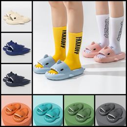 Hot sale designer shark slippers summer sliders men women rainbow slides pink blue grey sandals soft thick cushion slipper cloud slide indoor size36-47