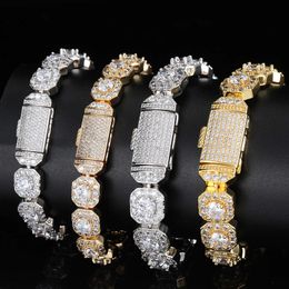 Bling Iced Out Bracelet Aaa Cz Tennis Diamond Bracelets for Men Square Shape Cuban Link Chain Men Hiphop Jewelry