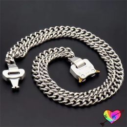 Torques Silvery 1017 ALYX 9SM Double Chain Necklace Men Women 1:1 Roller Coaster ALYX Necklace Colorfast Titanium Steel Chain