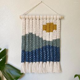 Tapestries Macrame Hand-woven Bohemian Tapestry Cotton Rope Boho Wall Home Decor Creamy-White Hanging Decoration Art