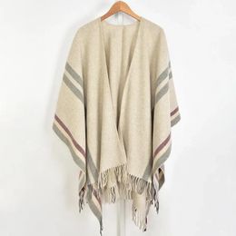 Fashion Versatile classic Scarves Early Autumn Women Color Contrast Sheep Wool Fringed Cape Shawl Wraps large Scarf wool 14HWH