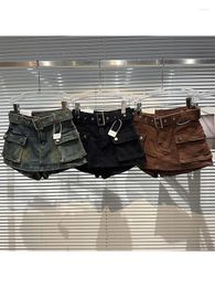 Women's Shorts Black Denim Cargo Fashion High Waist Ladies Streetwear Baggy Cowboy Jeans 2000s Y2k Harajuku Clothes